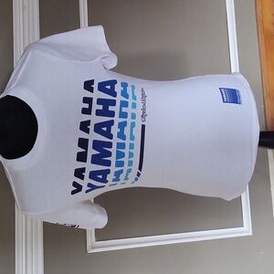 Yamaha White Tee with Blue Graphics